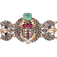 MULTIGEM AND DIAMOND EGYPTIAN MOTIF BRACELET