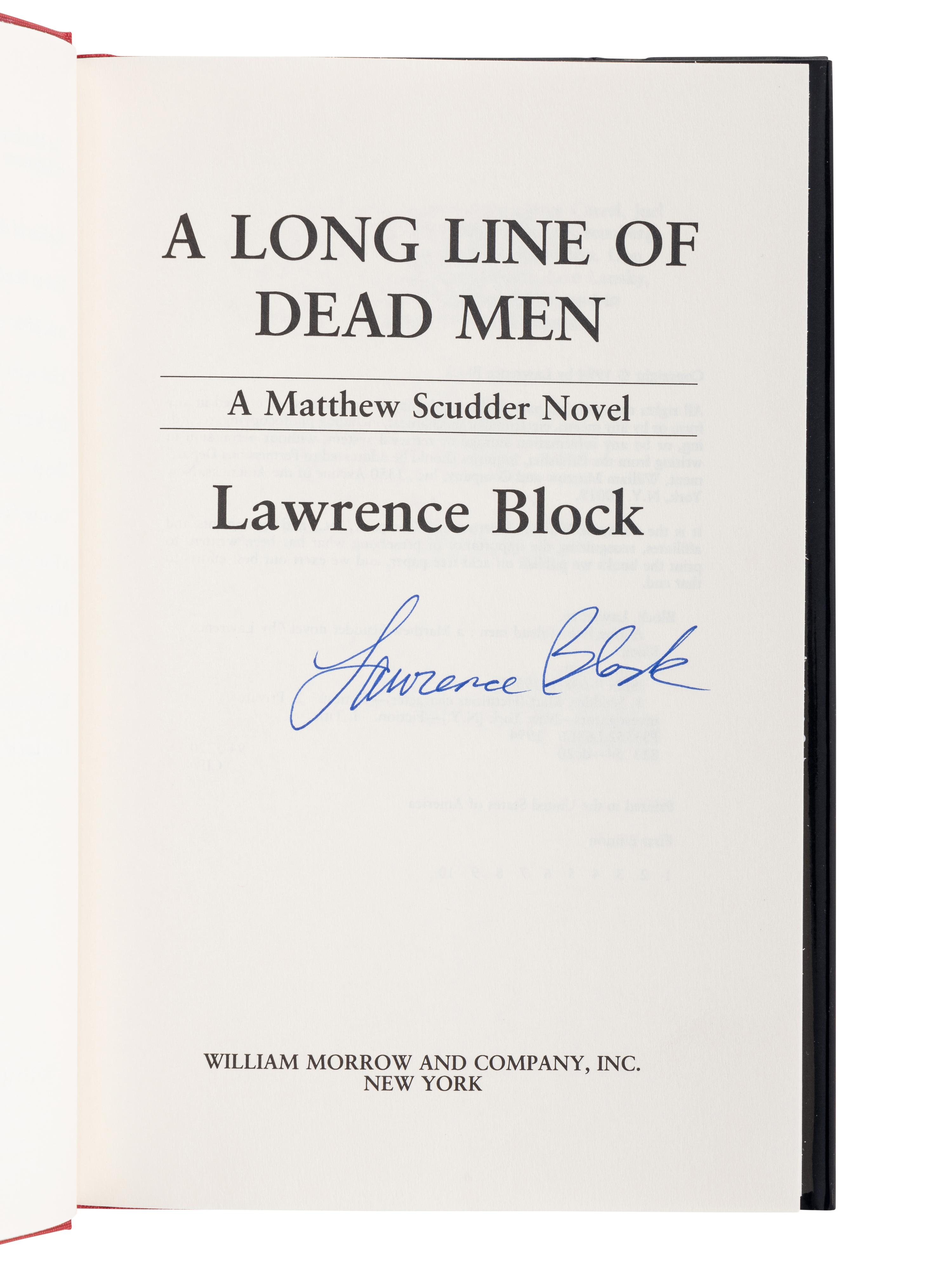 BLOCK, Lawrence (b. 1938). A group of 6 works by Block, ALL FIRST EDITIONS, ALL SIGNED OR INSCRIBED, comprising: