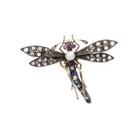 ANTIQUE, MULTIGEM DRAGONFLY BROOCH