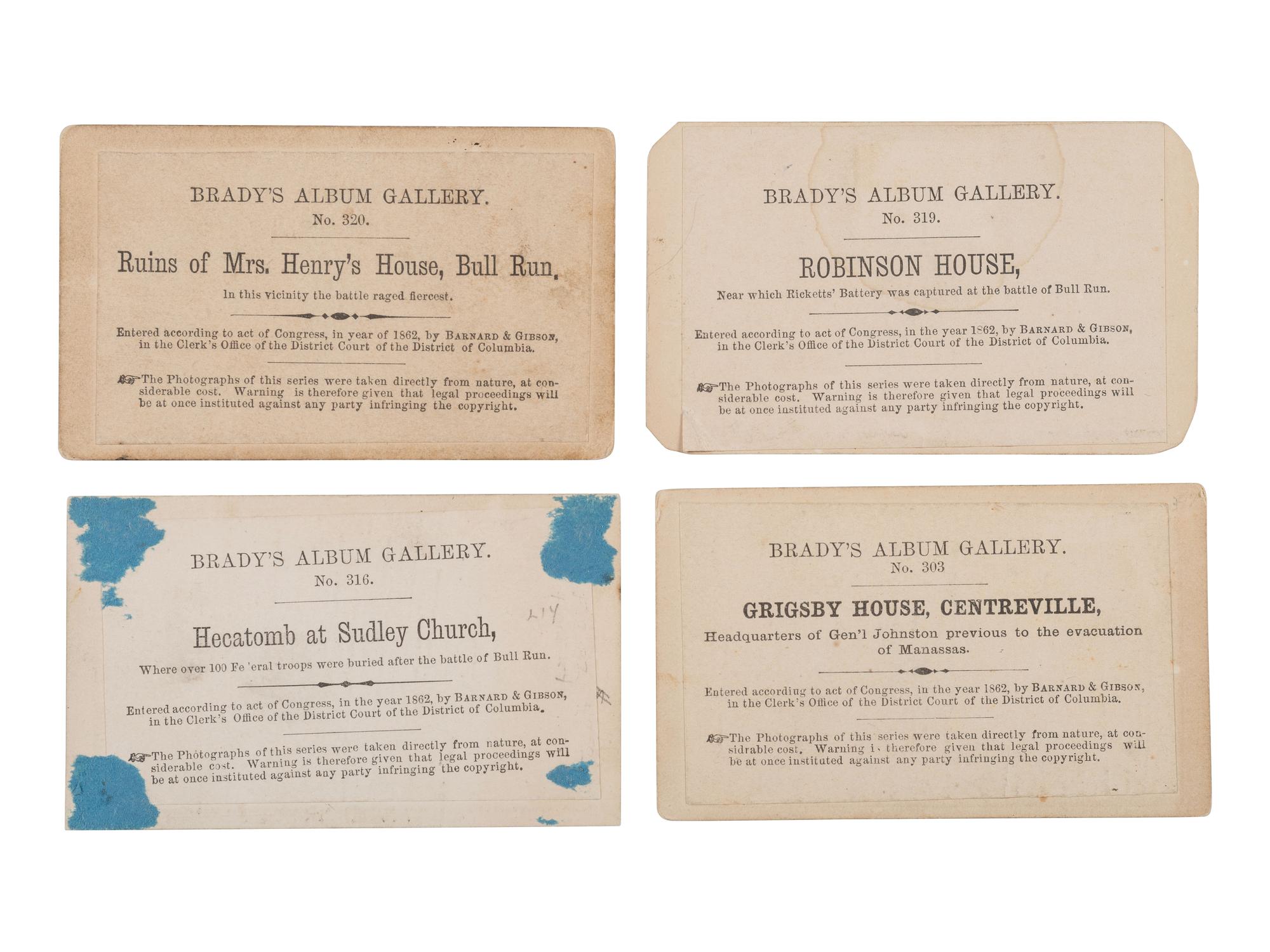 [CIVIL WAR]. 18 CDVs of important structures and hallowed grounds from Brady's Album Gallery . 1862.