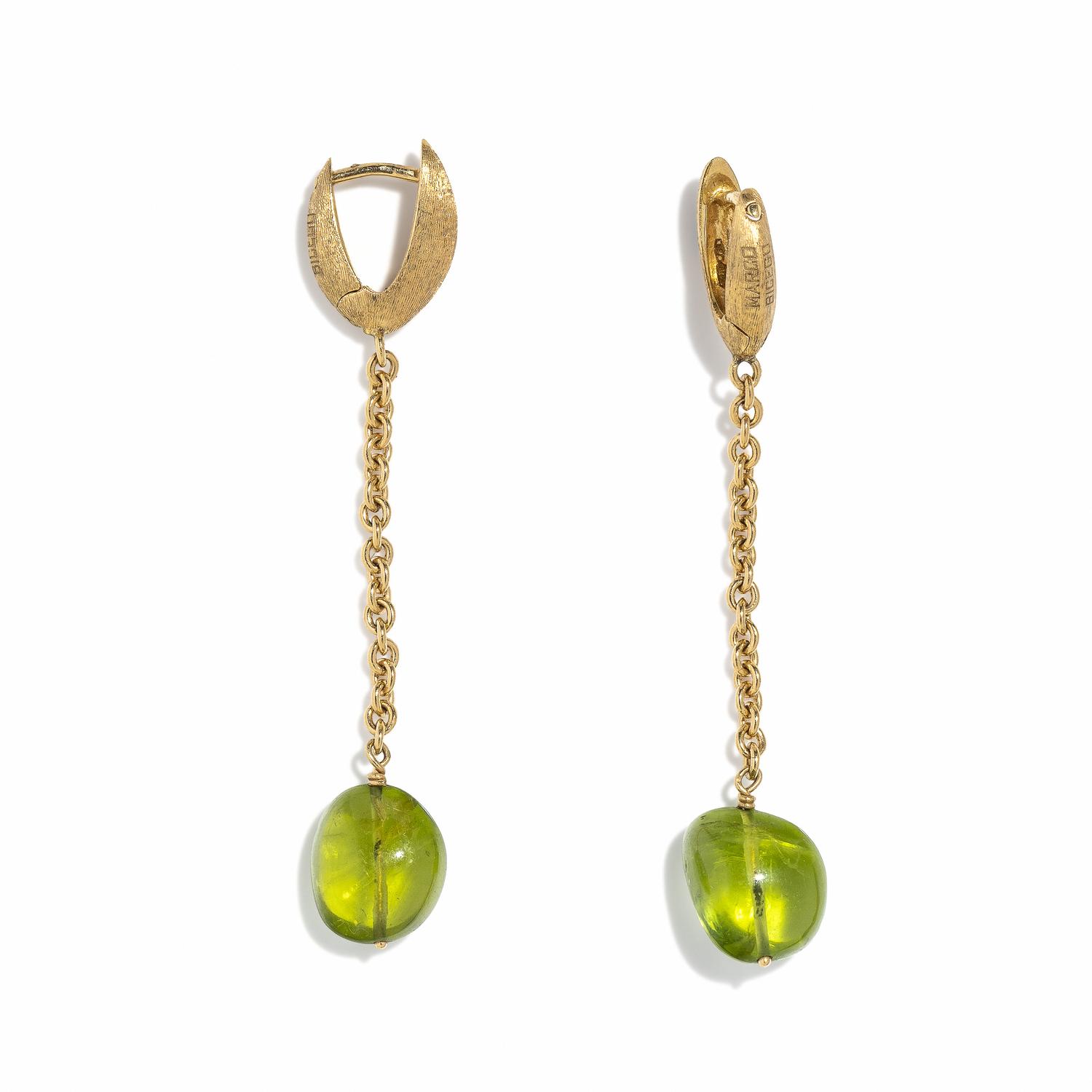 MARCO BICEGO, PERIDOT AND YELLOW GOLD PENDANT EARRINGS