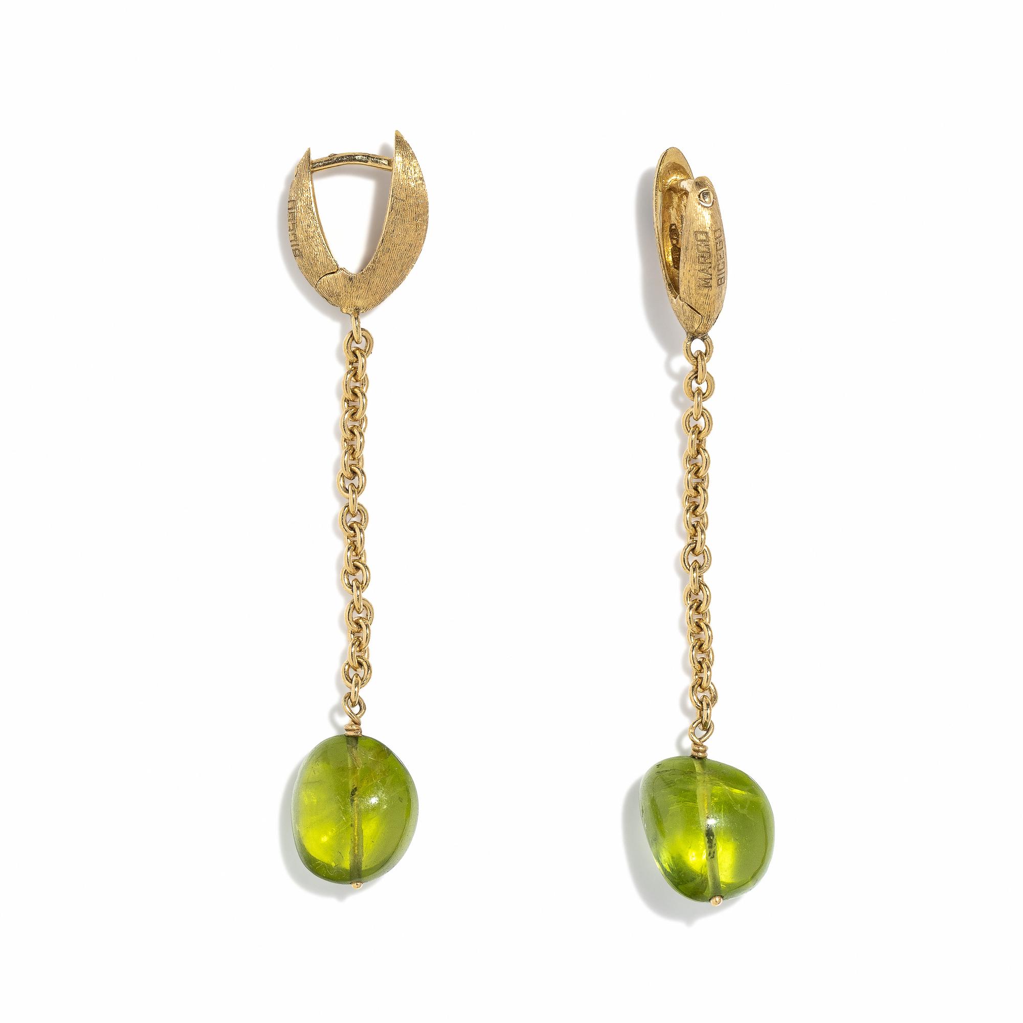 MARCO BICEGO, PERIDOT AND YELLOW GOLD PENDANT EARRINGS