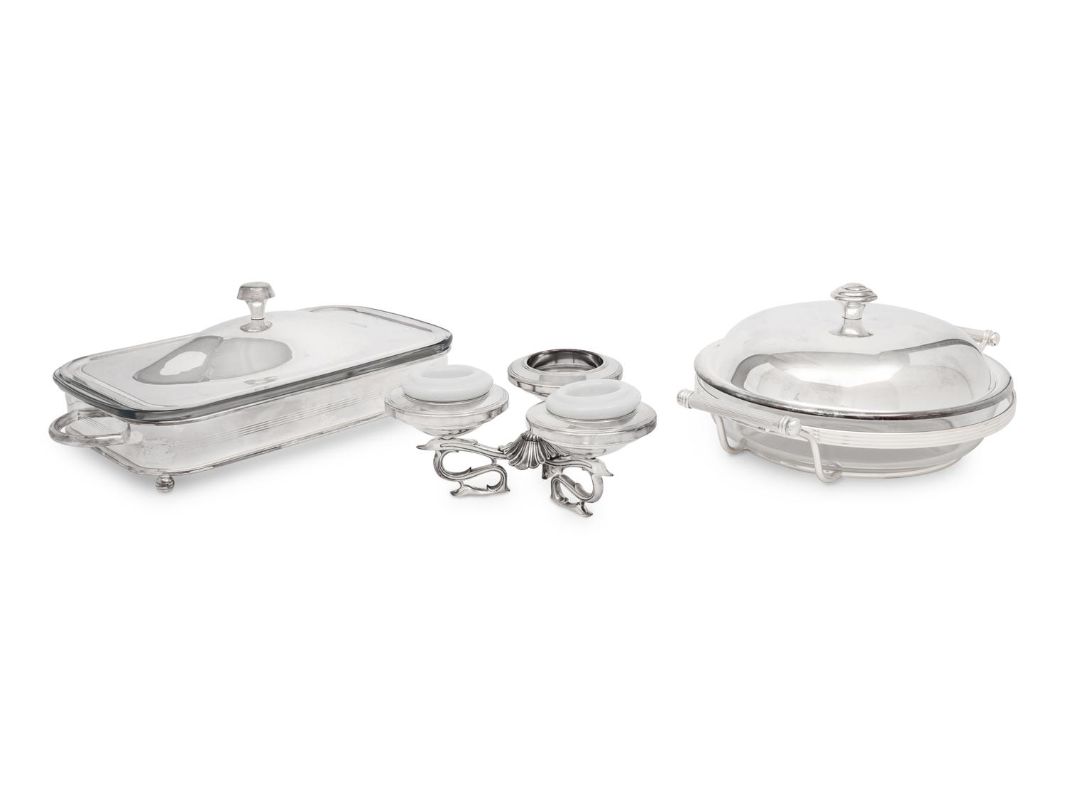 A Christofle Silver-Plate Covered Serving Dish and Caviar Server