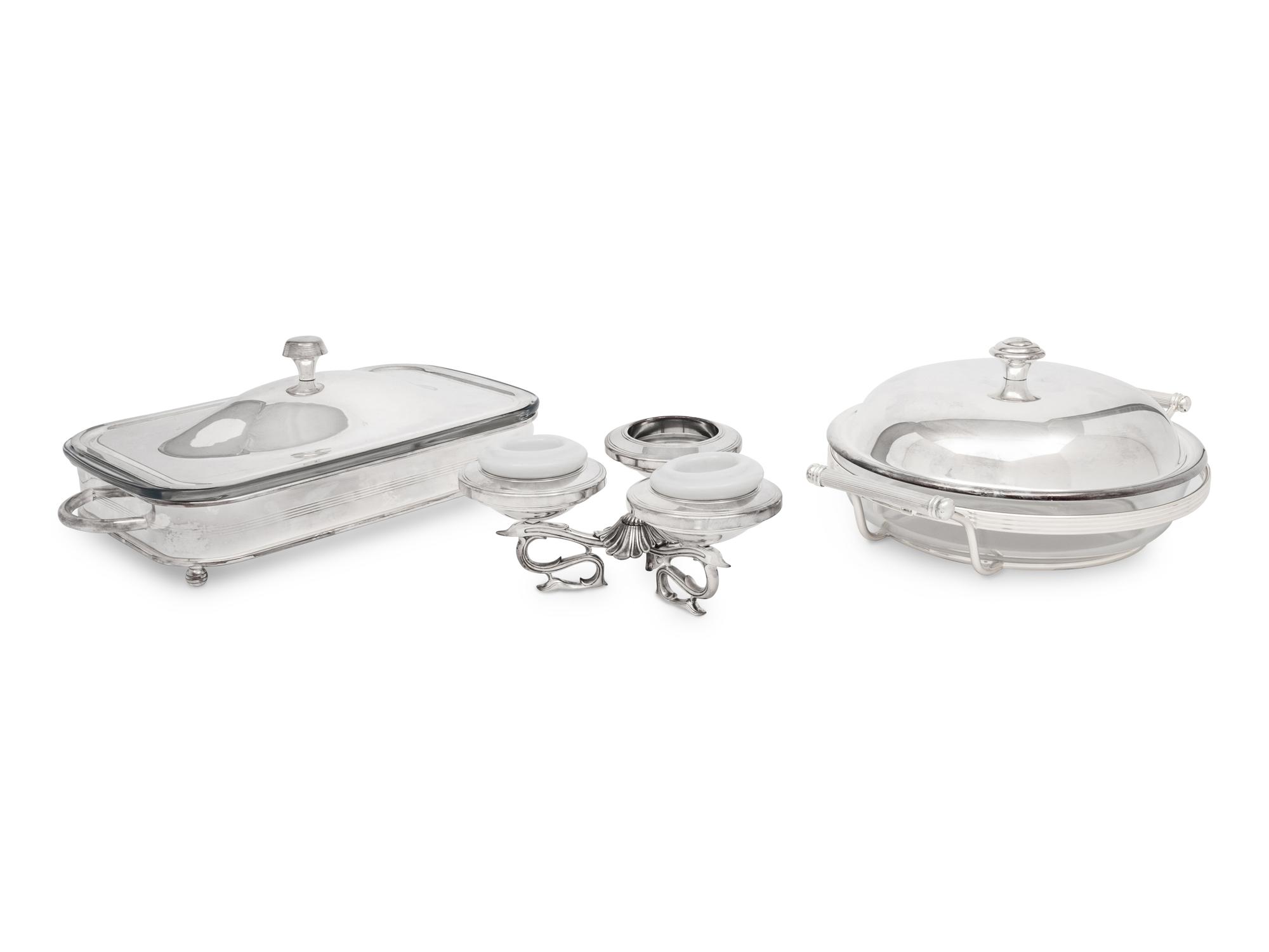 A Christofle Silver-Plate Covered Serving Dish and Caviar Server