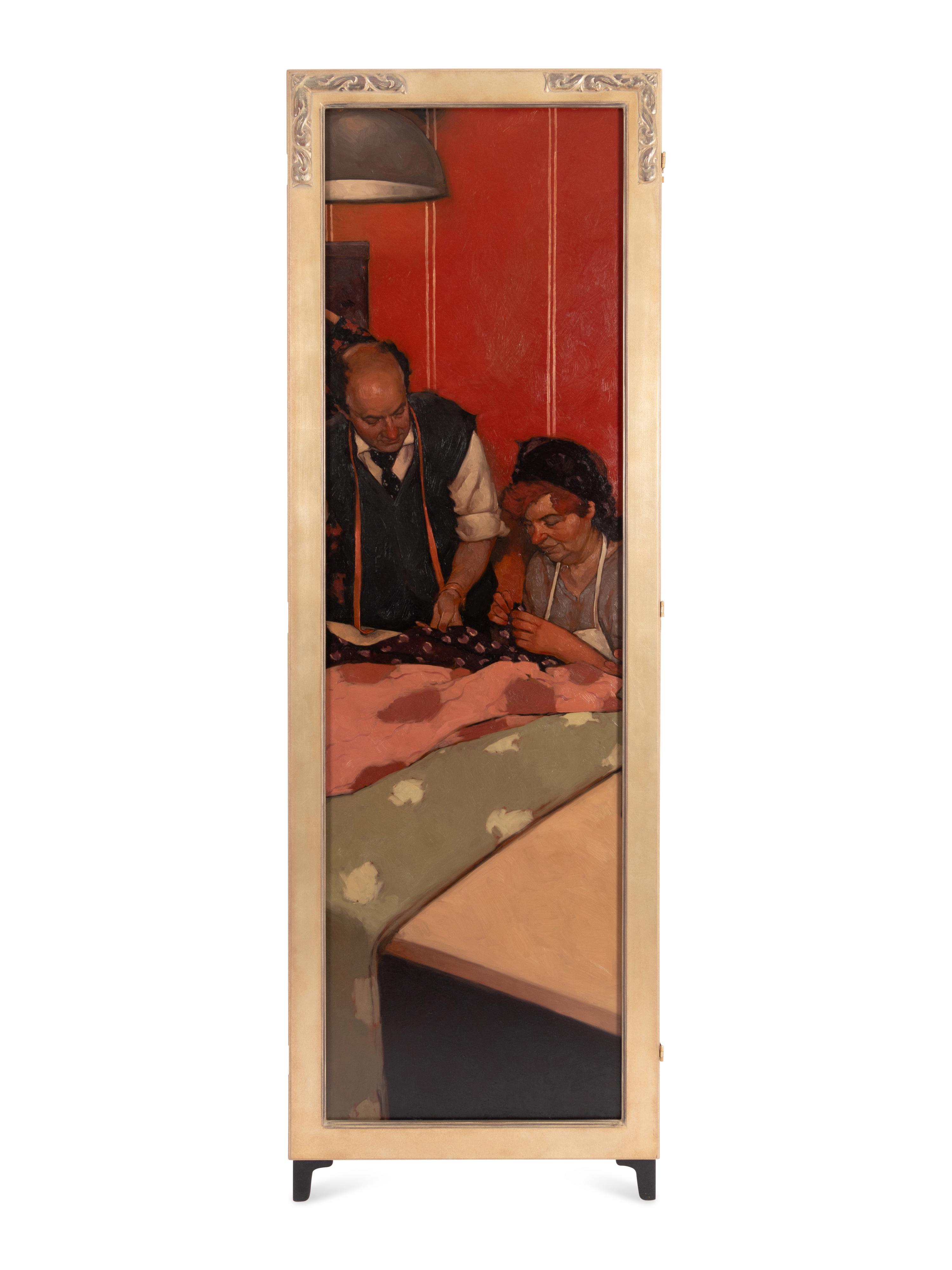 Joseph Lorusso (American, b. 1966) — Getting Fitted (Three-Panel Screen)