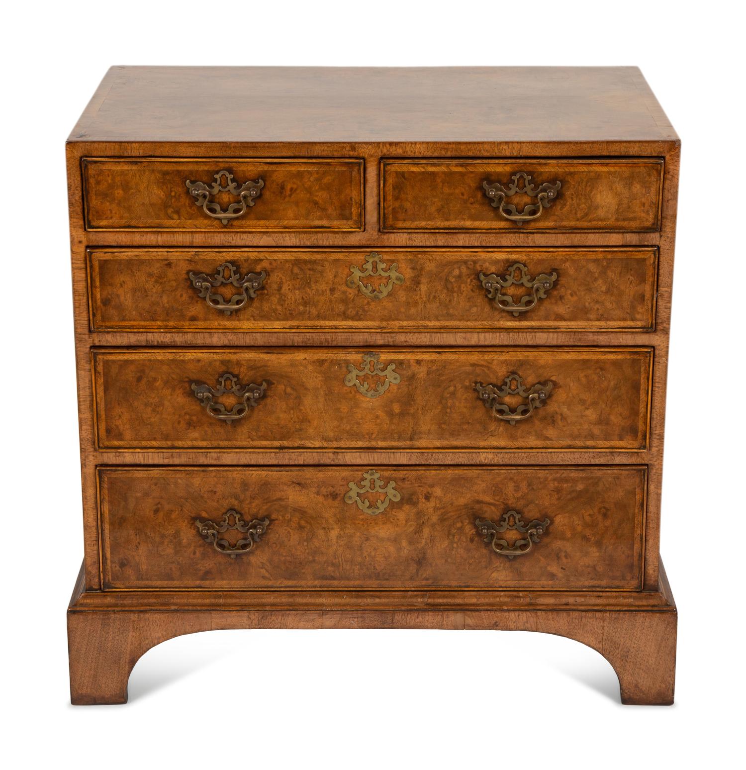 A Pair of George I Style Burl Walnut Chests of Drawers
