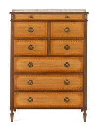 A Kittinger Federal Style Satinwood Banded Mahogany Chest of Drawers