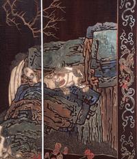 A Chinese Export Lacquer Four-Panel Screen
