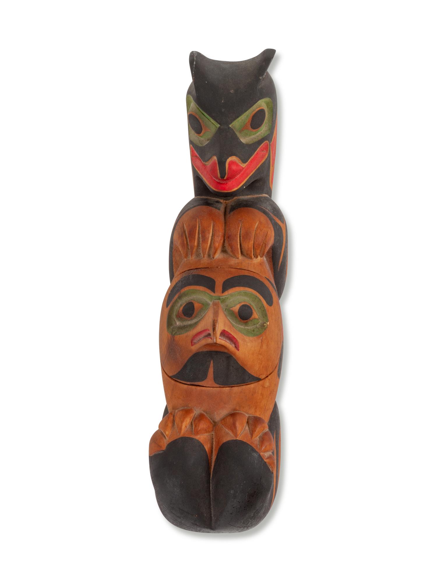 Carved Sea Otter Bowl with Eagle Lid