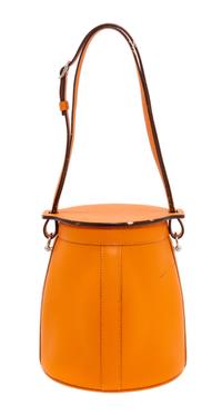 An Hermes Orange Clemence Feed Handbag, 6.75" x 7.25" x 5".
