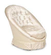 A Button-Tufted Silk-Upholstered Skirted Lounge Chair