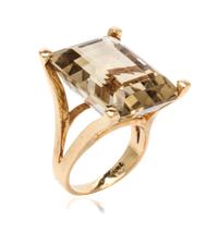 A Yellow Gold and Smokey Quartz Ring, 6.40 dwts.