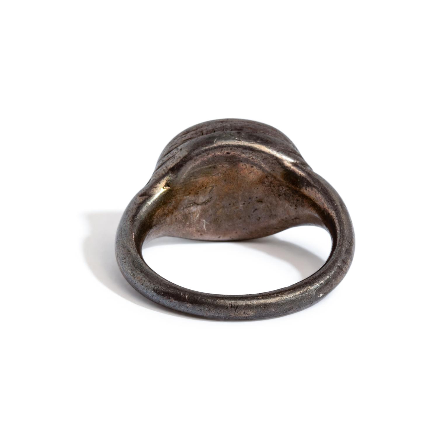 A Roman Silver and Chalcedony Finger Ring with the God Jupiter