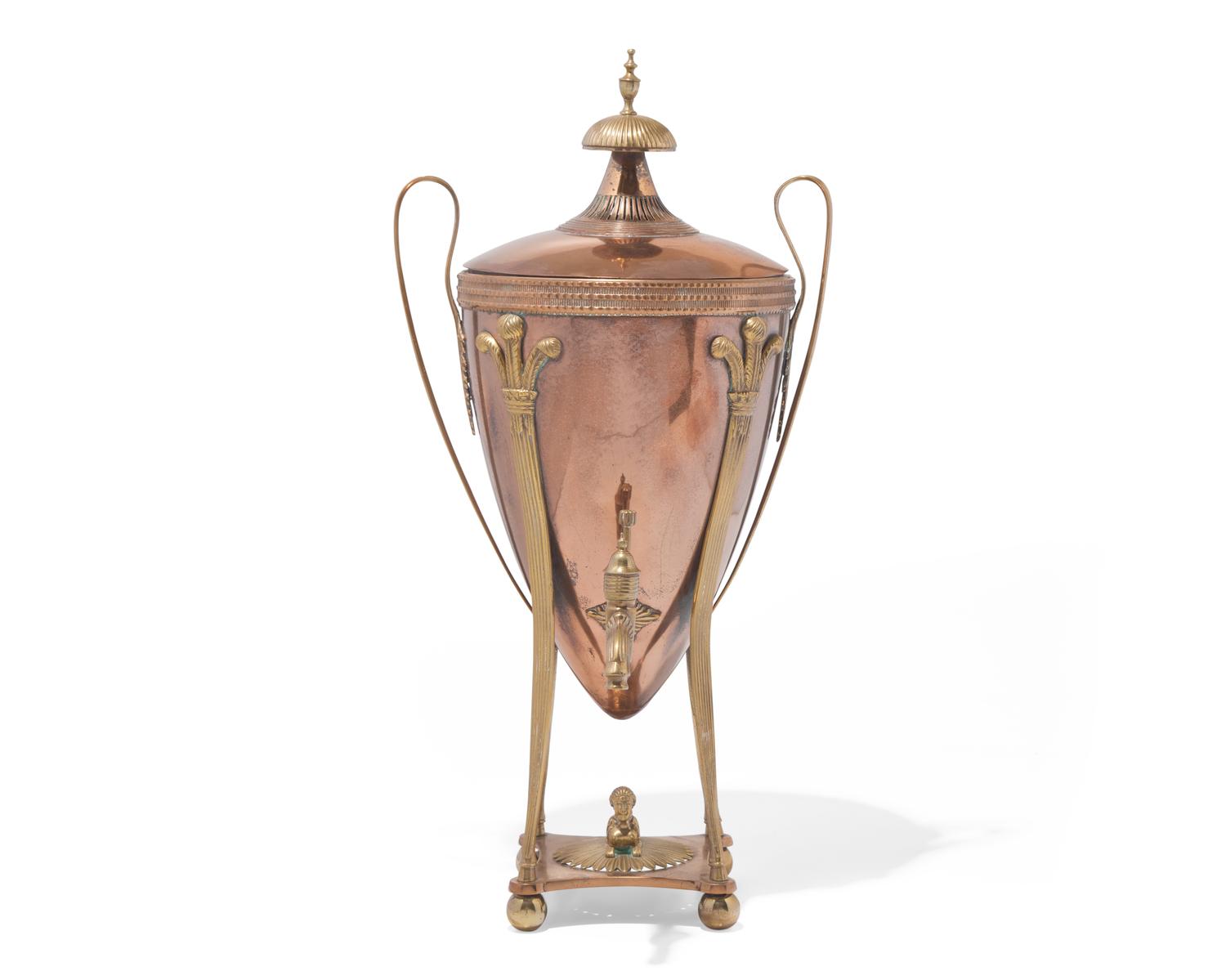 A George III Neoclassical Copper and Brass Hot Water Urn
