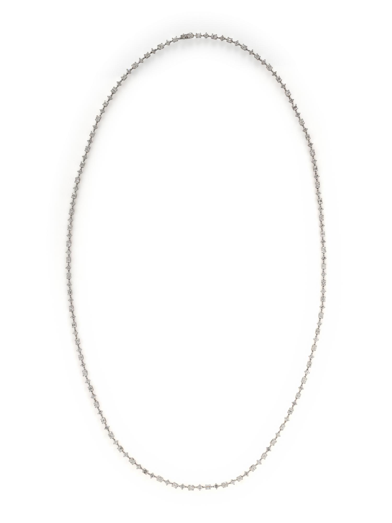 ZYDO, FANCY SHAPED DIAMOND AND WHITE GOLD LONG CHAIN