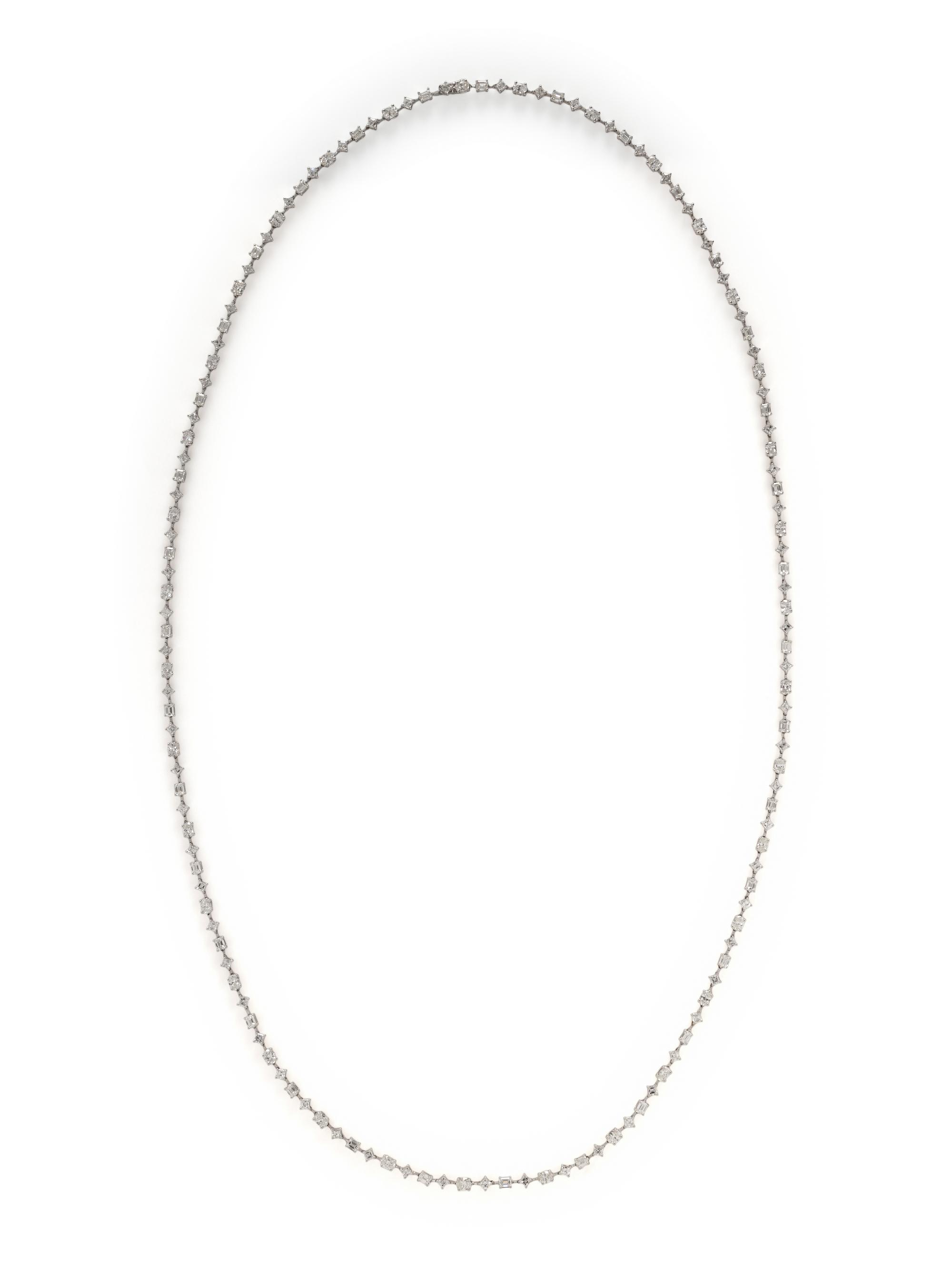 ZYDO, FANCY SHAPED DIAMOND AND WHITE GOLD LONG CHAIN