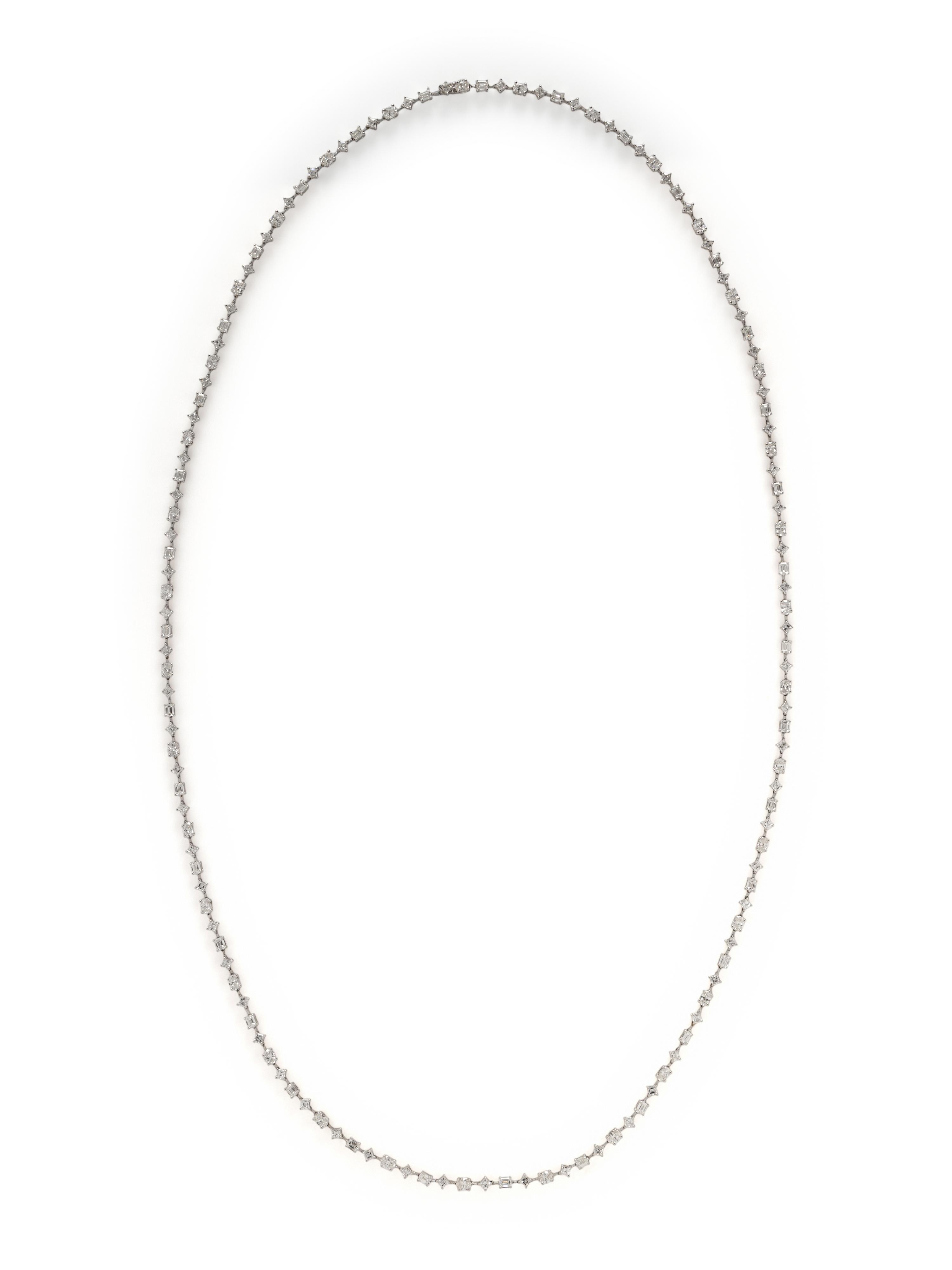 ZYDO, FANCY SHAPED DIAMOND AND WHITE GOLD LONG CHAIN