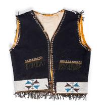 Osage Beaded Wool Vest, with American Flags