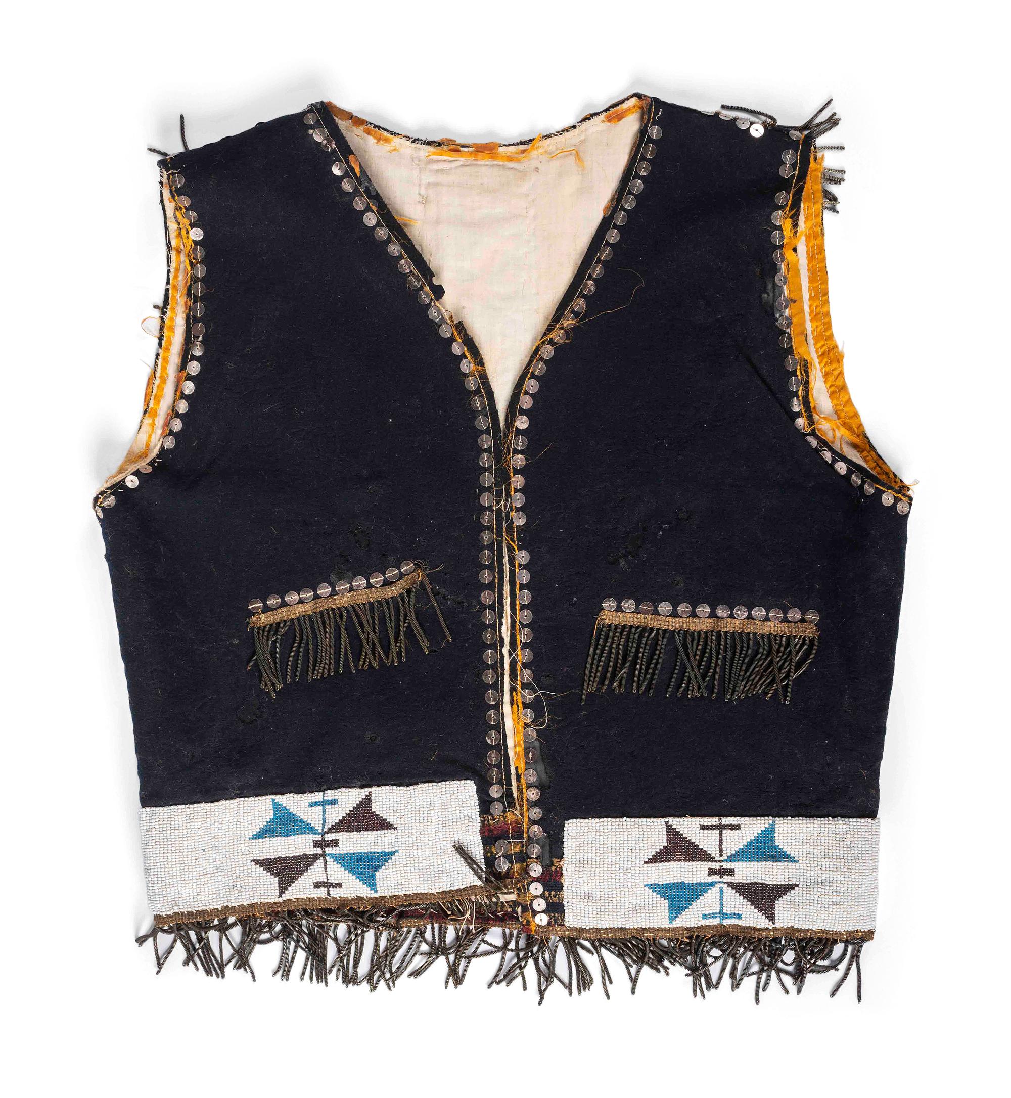 Osage Beaded Wool Vest, with American Flags