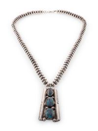 Silver and Red Mountain Turquoise Necklace