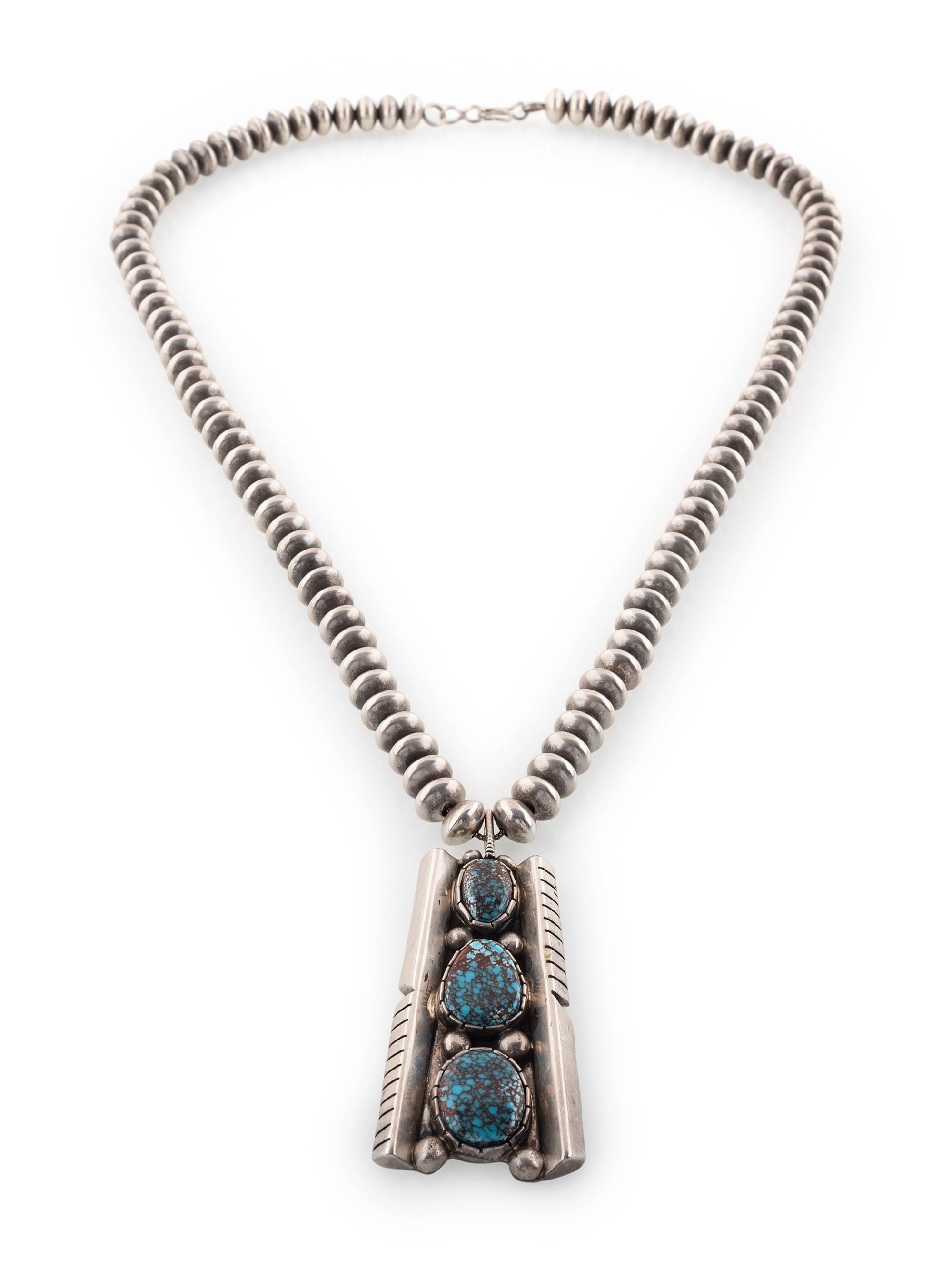 Silver and Red Mountain Turquoise Necklace