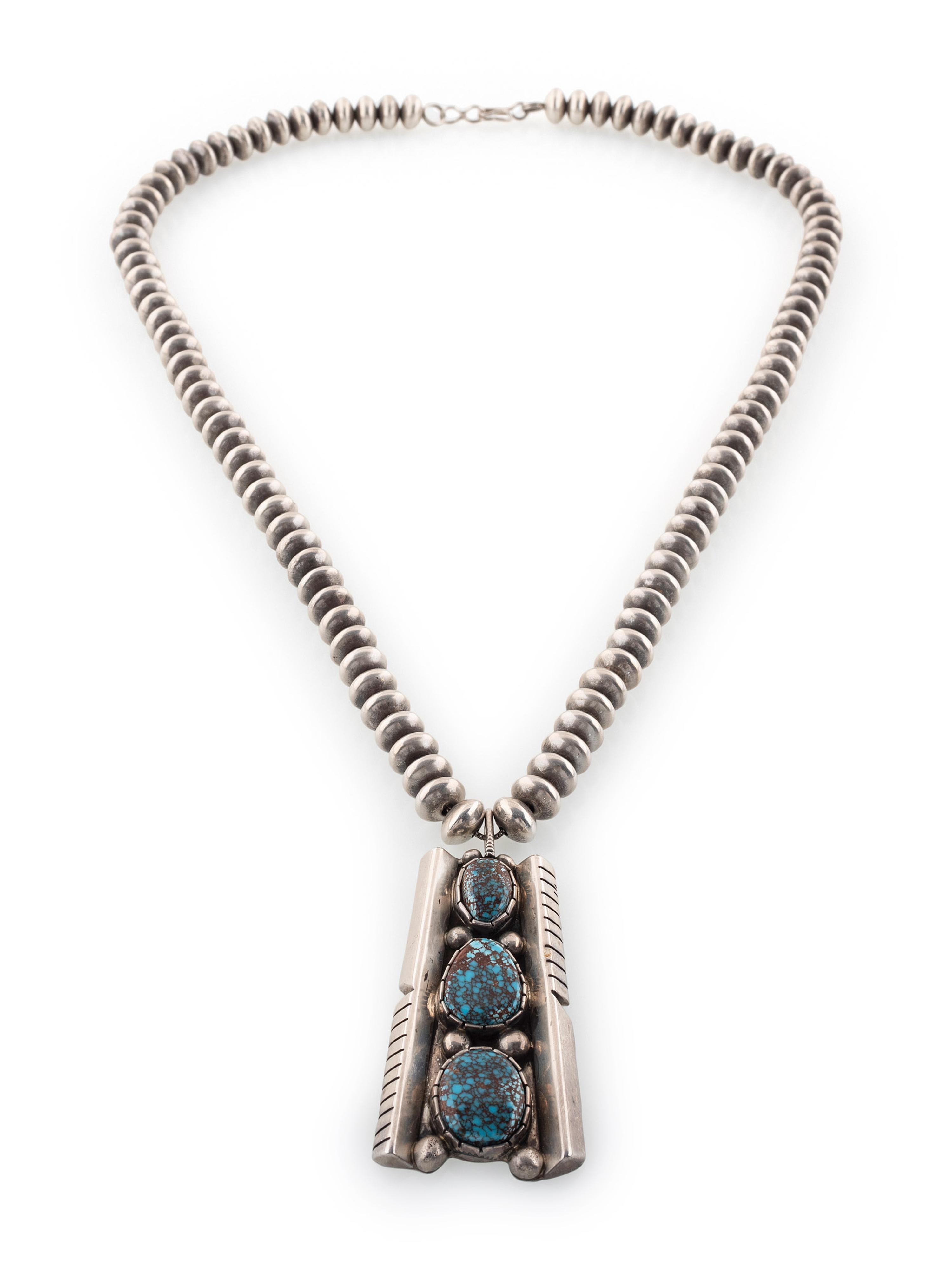 Silver and Red Mountain Turquoise Necklace