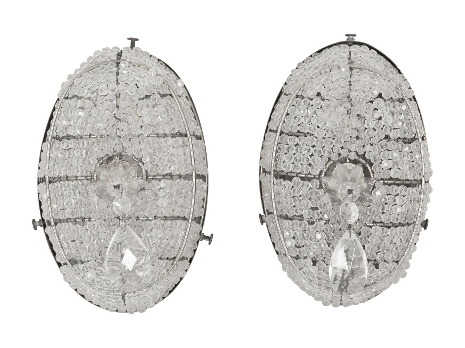 Four Regency Style Beaded Oval Wall Sconces