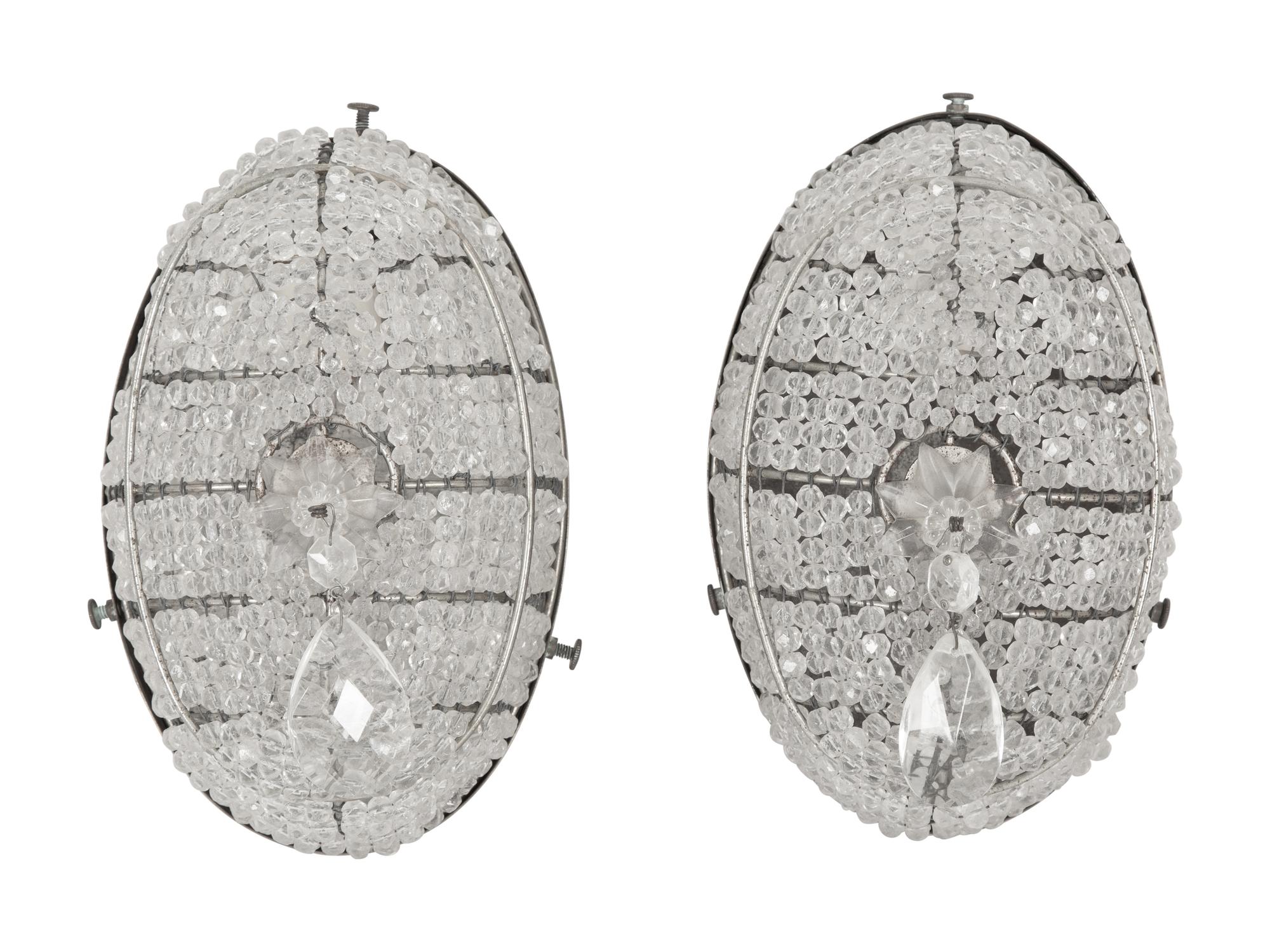 Four Regency Style Beaded Oval Wall Sconces