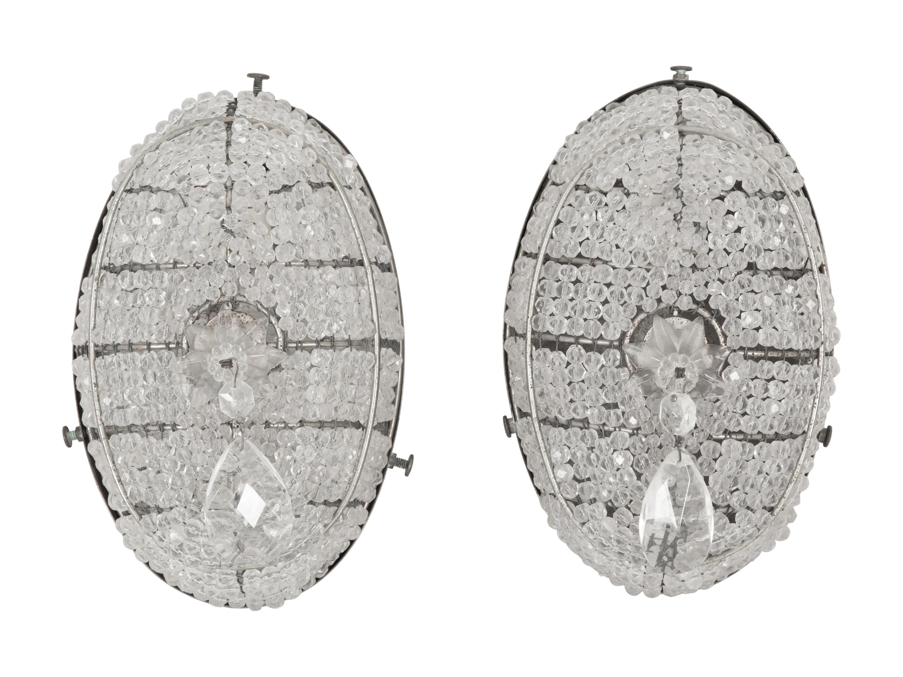 Four Regency Style Beaded Oval Wall Sconces