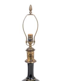 A Pair of French Enameled Glass Fluid Lamps Converted to Electricity