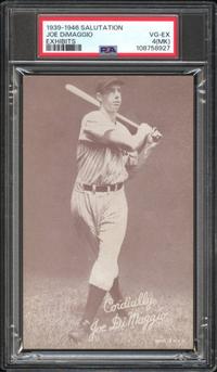A 1939-46 Salutation Exhibits Joe DiMaggio Baseball Card (PSA 4MK VG-EX)