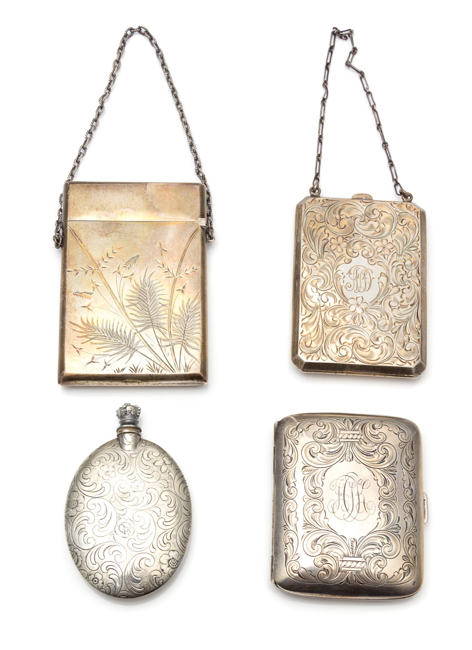 A Collection of Three American Silver Cigarette Cases, Various Makers, comprising an example worked to show bamboo and fern leaves, Gor