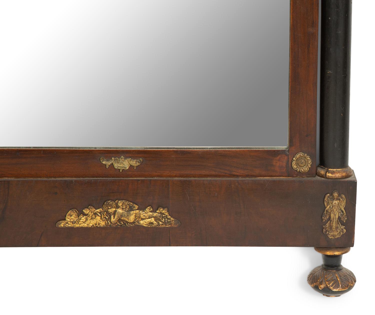 An Empire Gilt Metal Mounted Mahogany Mirro r