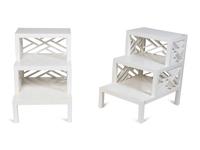 A Pair of Regency Style White Painted Stepped End Tables