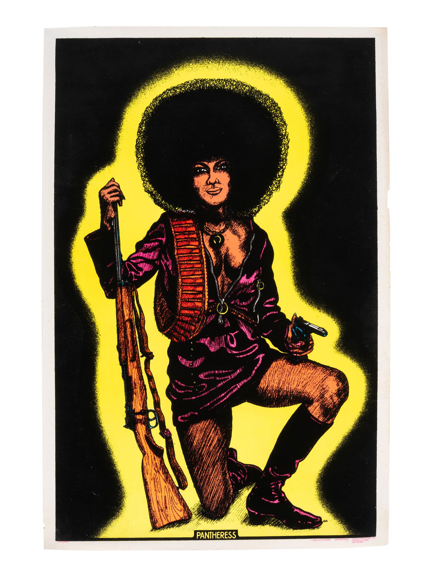 [BLACK POWER]. A group of 2 blacklight posters on velvet, incl. Pantheress and Panther . [Ca 1970].