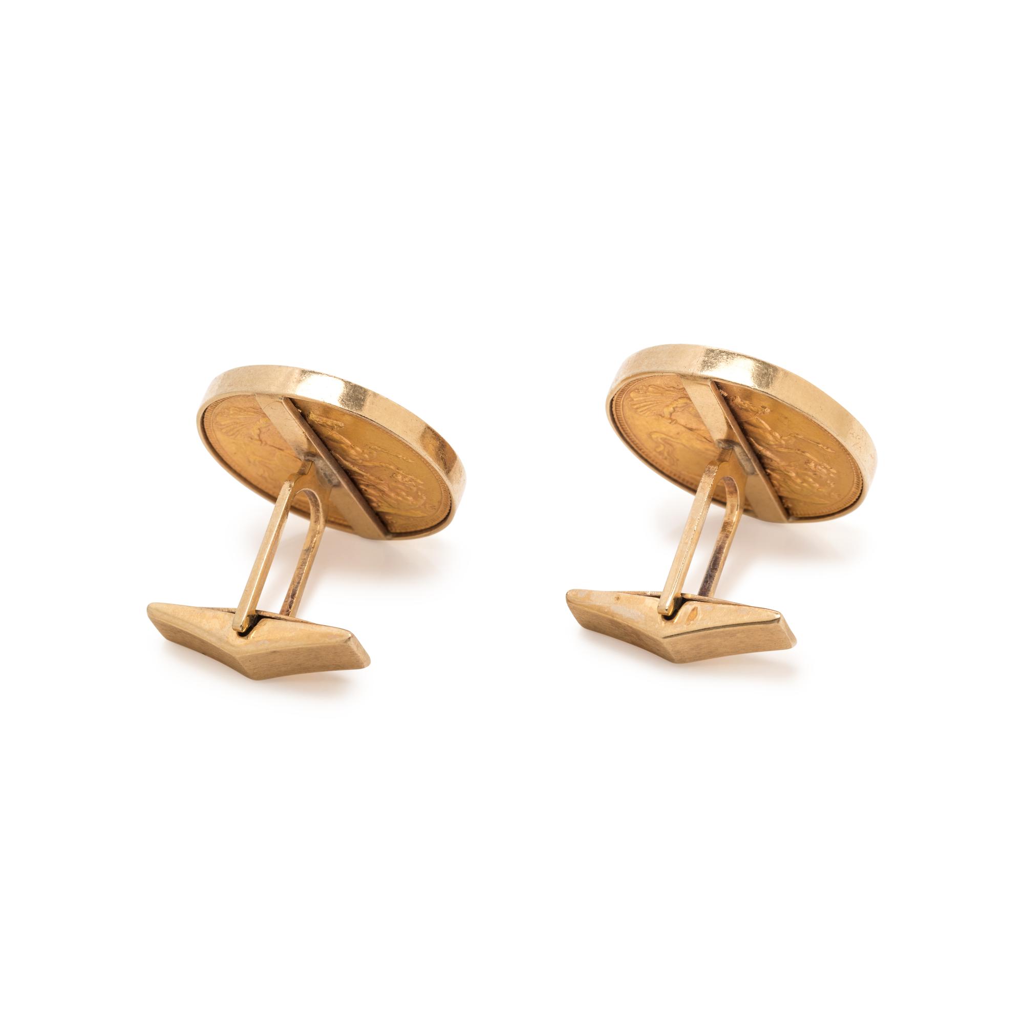 YELLOW GOLD AND COIN CUFFLINKS