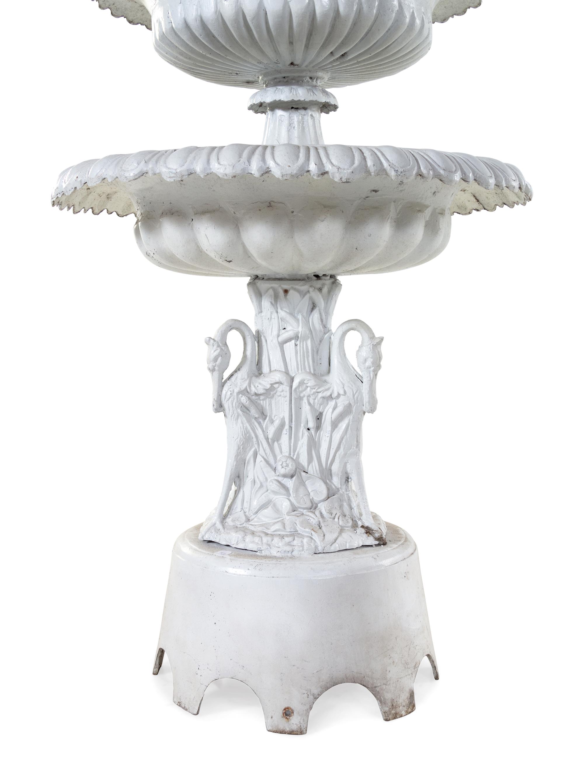 A Pair of Victorian Style Painted Iron Fountains