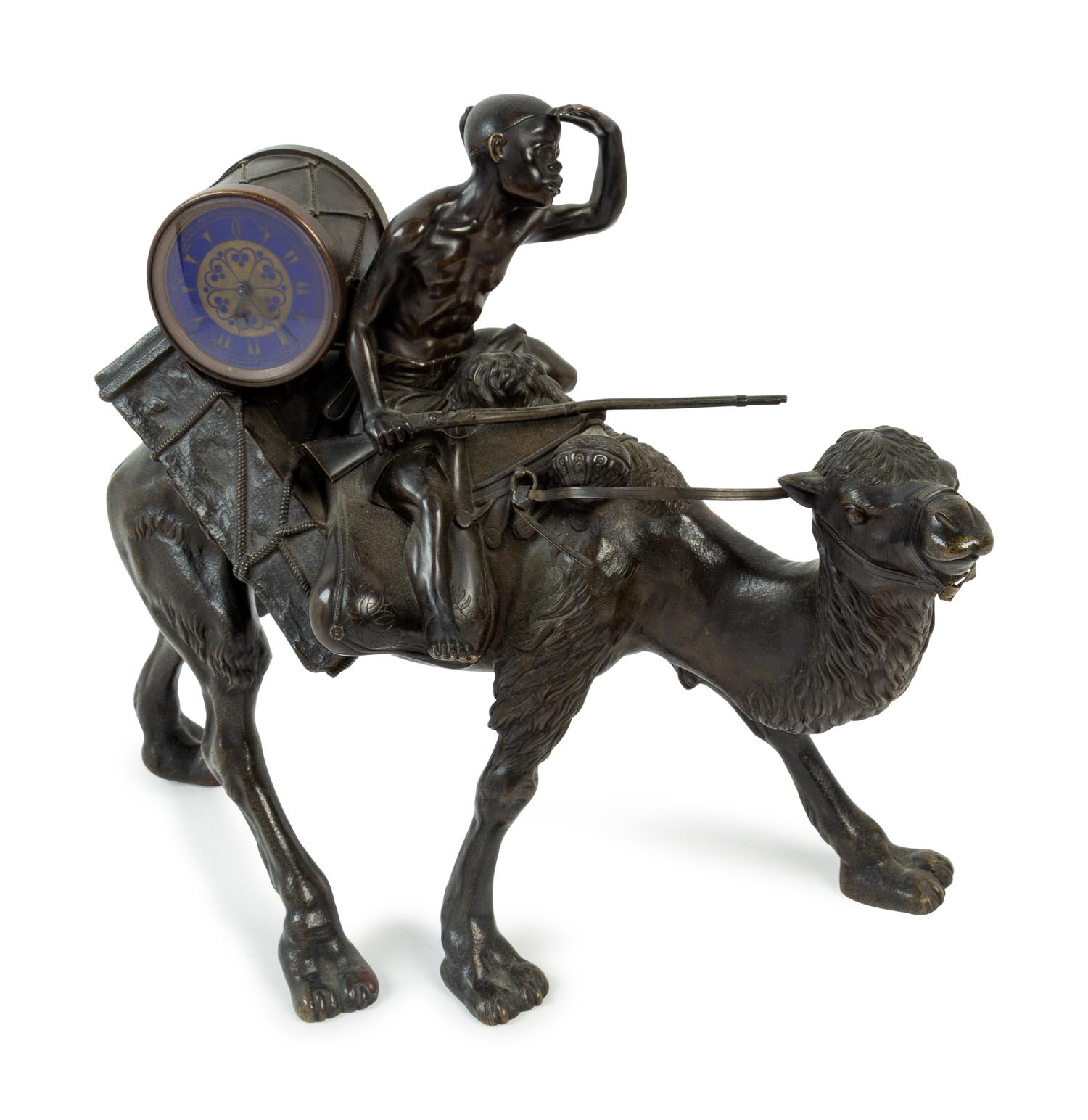 A Continental Bronze Figural Clock