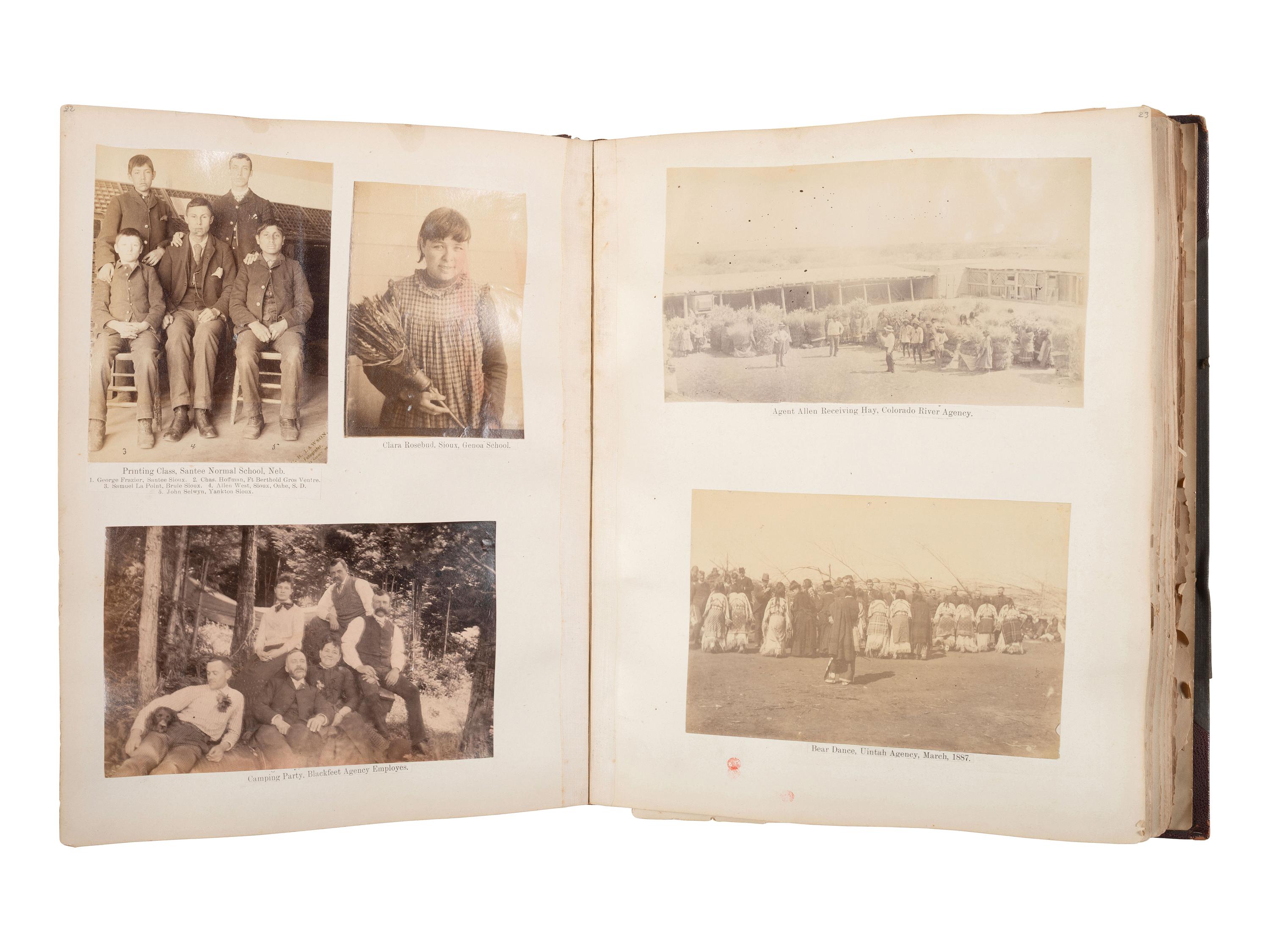 [NATIVE AMERICANS]. JUNKIN, William W. (1831-1903). A Collection of Indian Photographs and Views with Photos of a Few White Employes [ sic ] Together with Some Indian Letters and Paintings. Made by W.W. Junkin, Fairfield, Iowa. 1889-93.