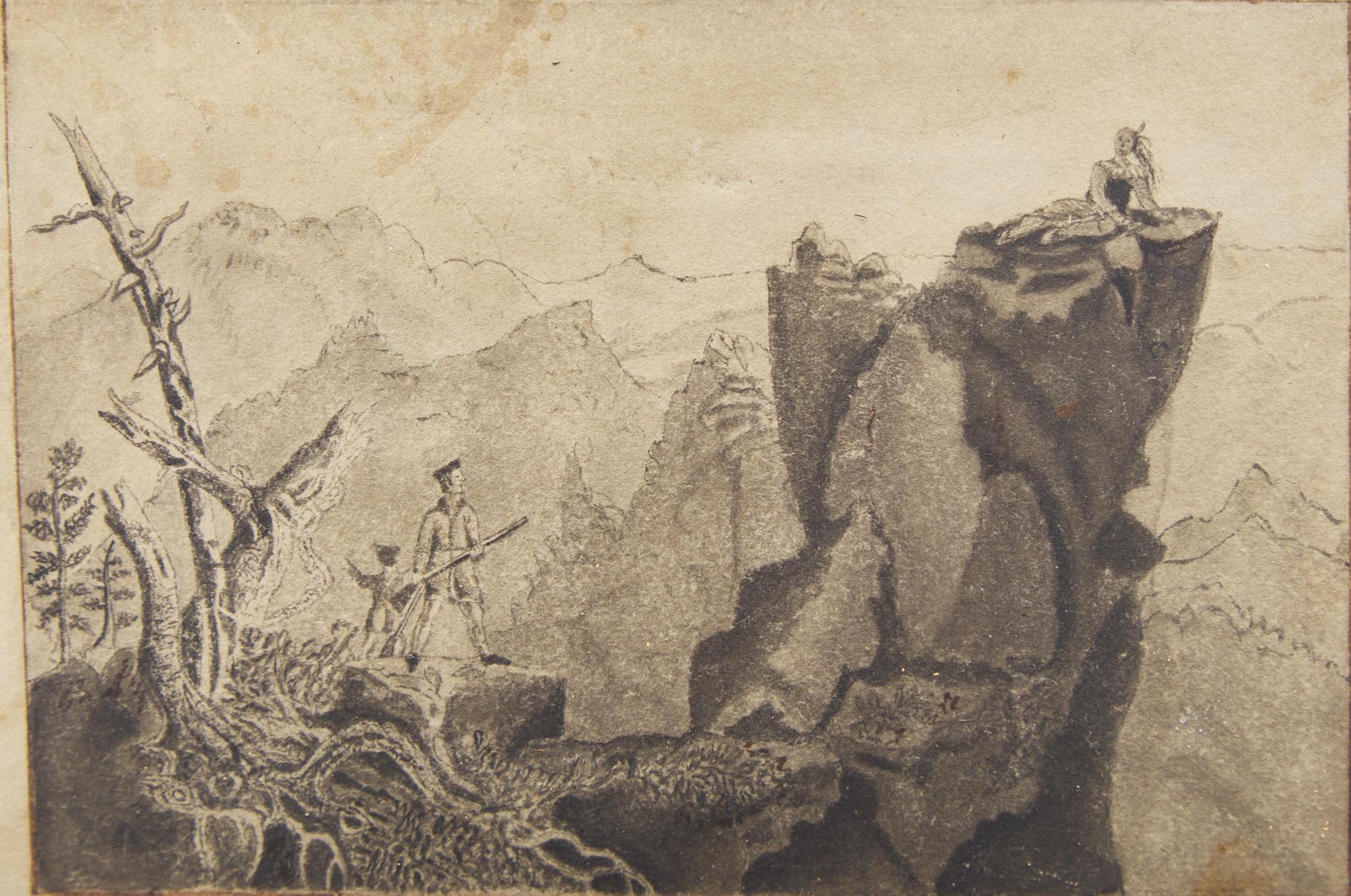 American School 19th Century, After George W. Hatch (1805-1867), After Thomas Cole (1801-1848), An Ink Drawing: The Death of Chocorua, or "Chocorua's Curse"