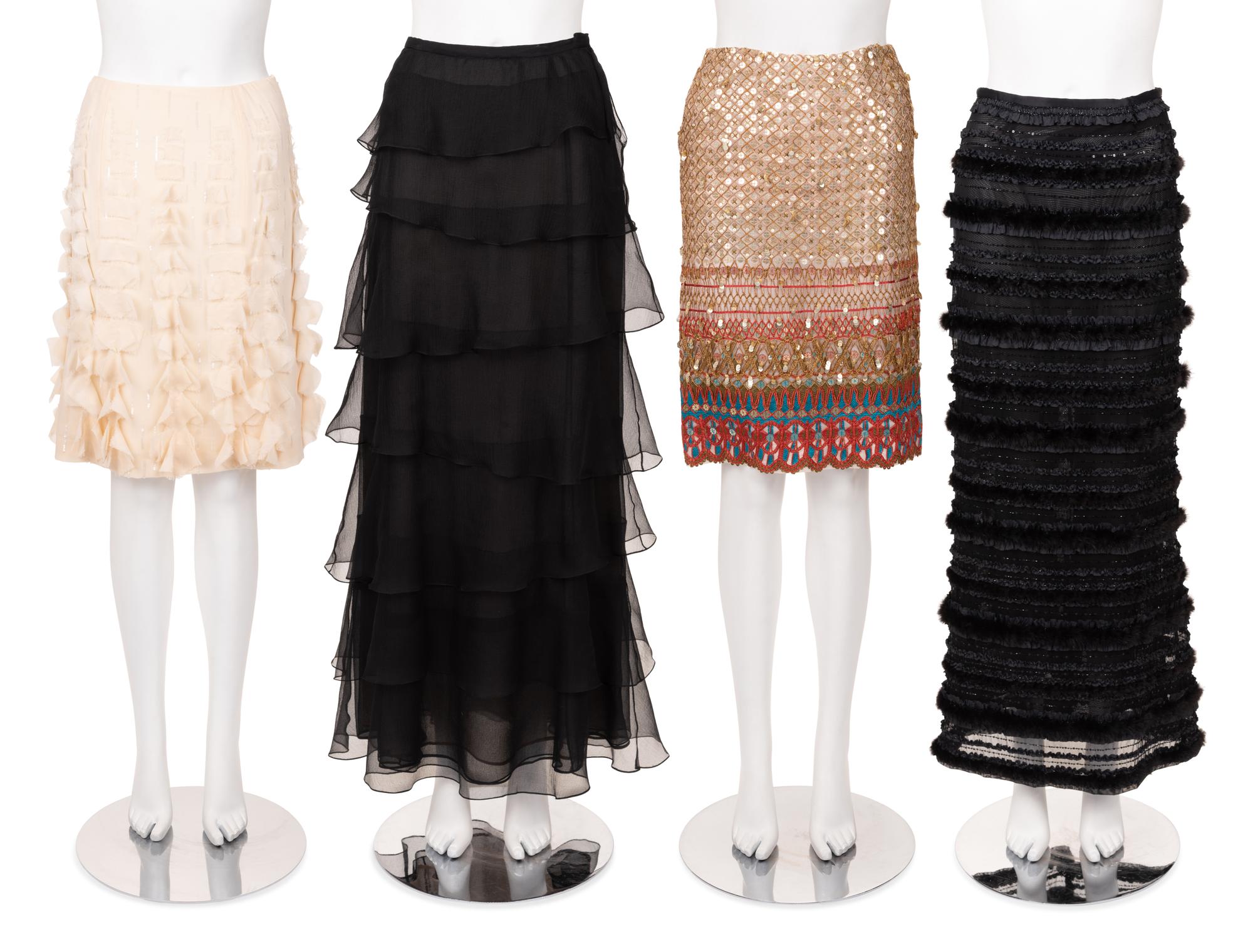 Four Designer Skirts: One Badgley Mischka, Three Oscar de la Renta, 2000-2010s