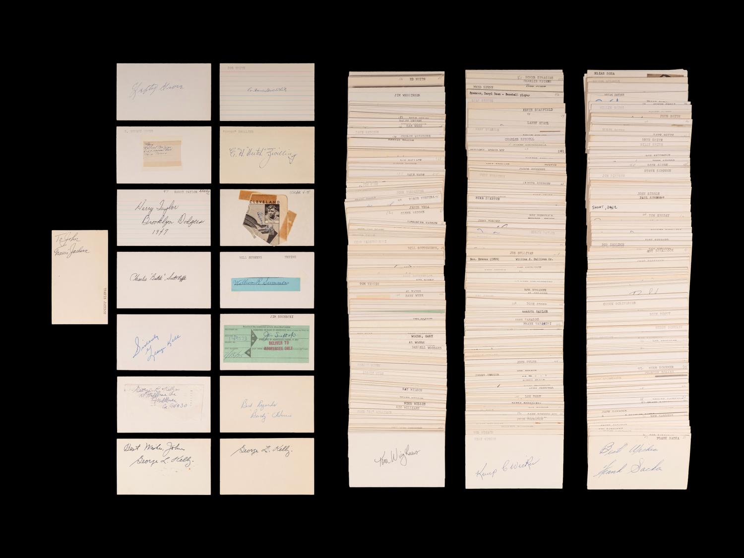A Collection of Approximately 1,500 Assorted 20th Century Baseball Signed Autograph Index Cards