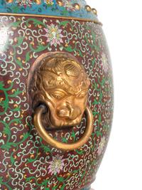 A Large Chinese Cloisonné Enamel Covered Jar and A Hardwood Stand