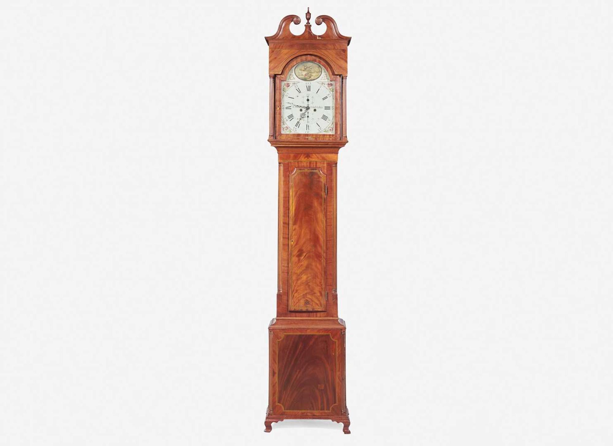 A Federal inlaid mahogany tall case clock, Robert Shearman (active 1799-1804), Philadelphia, PA, circa 1800