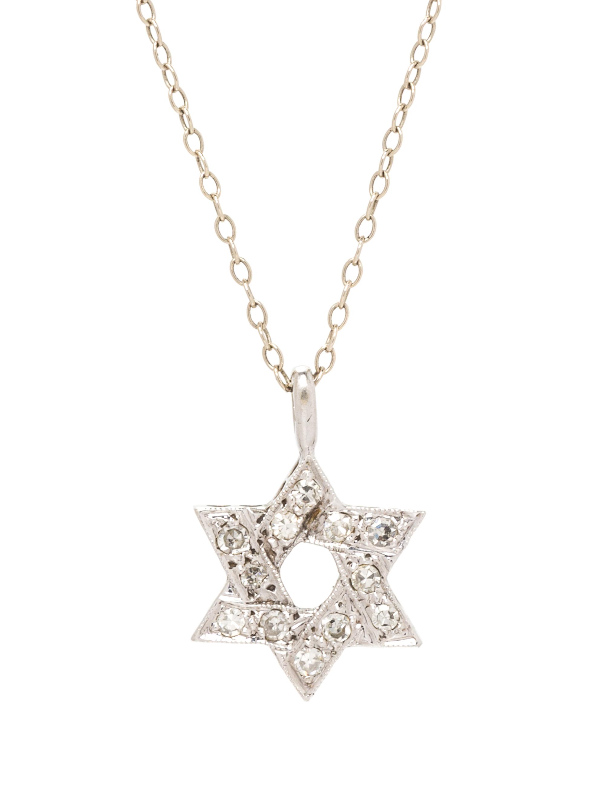 A White Gold and Diamond Star of David Pendant, 1.00 dwts.