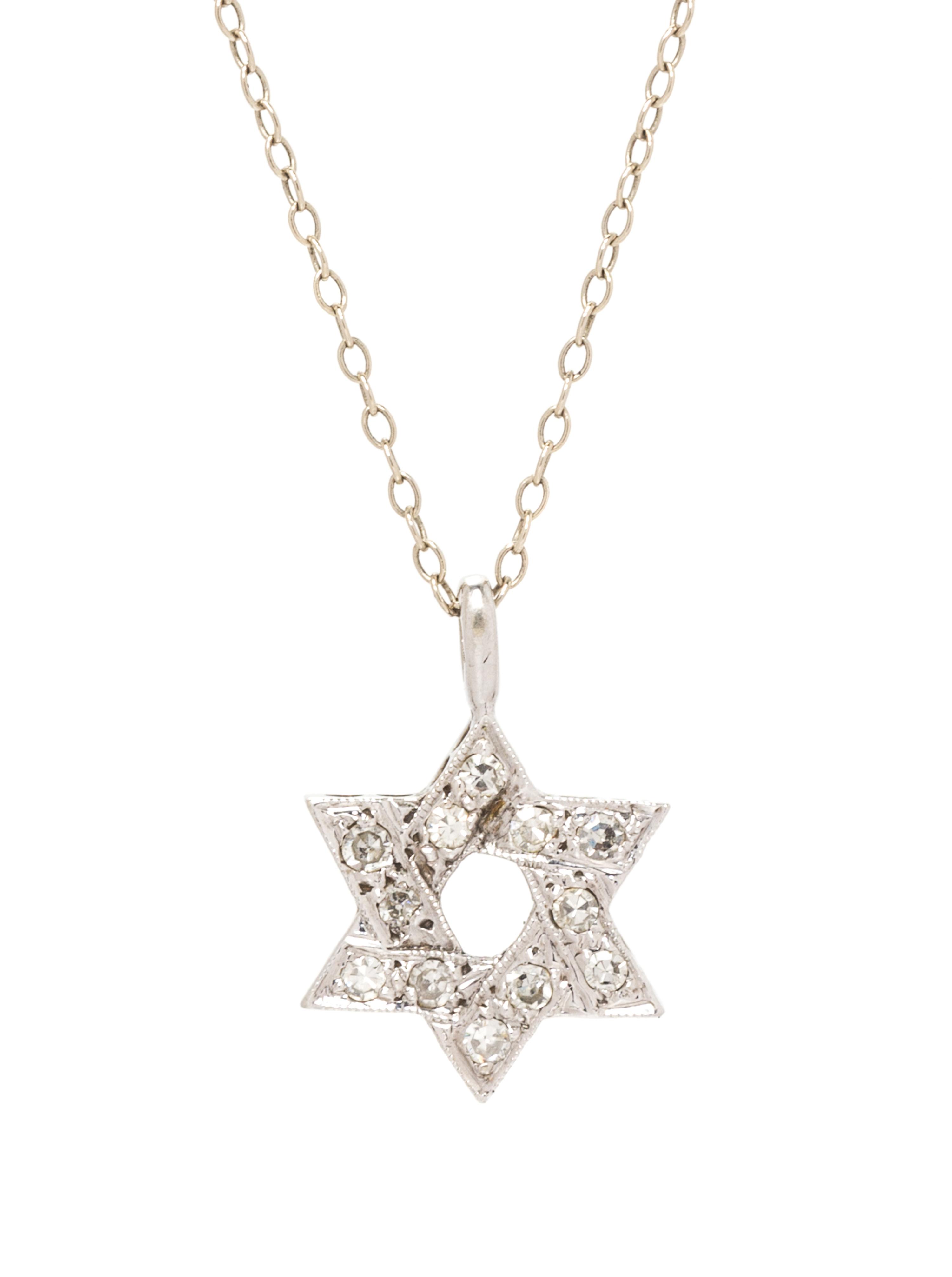 A White Gold and Diamond Star of David Pendant, 1.00 dwts.