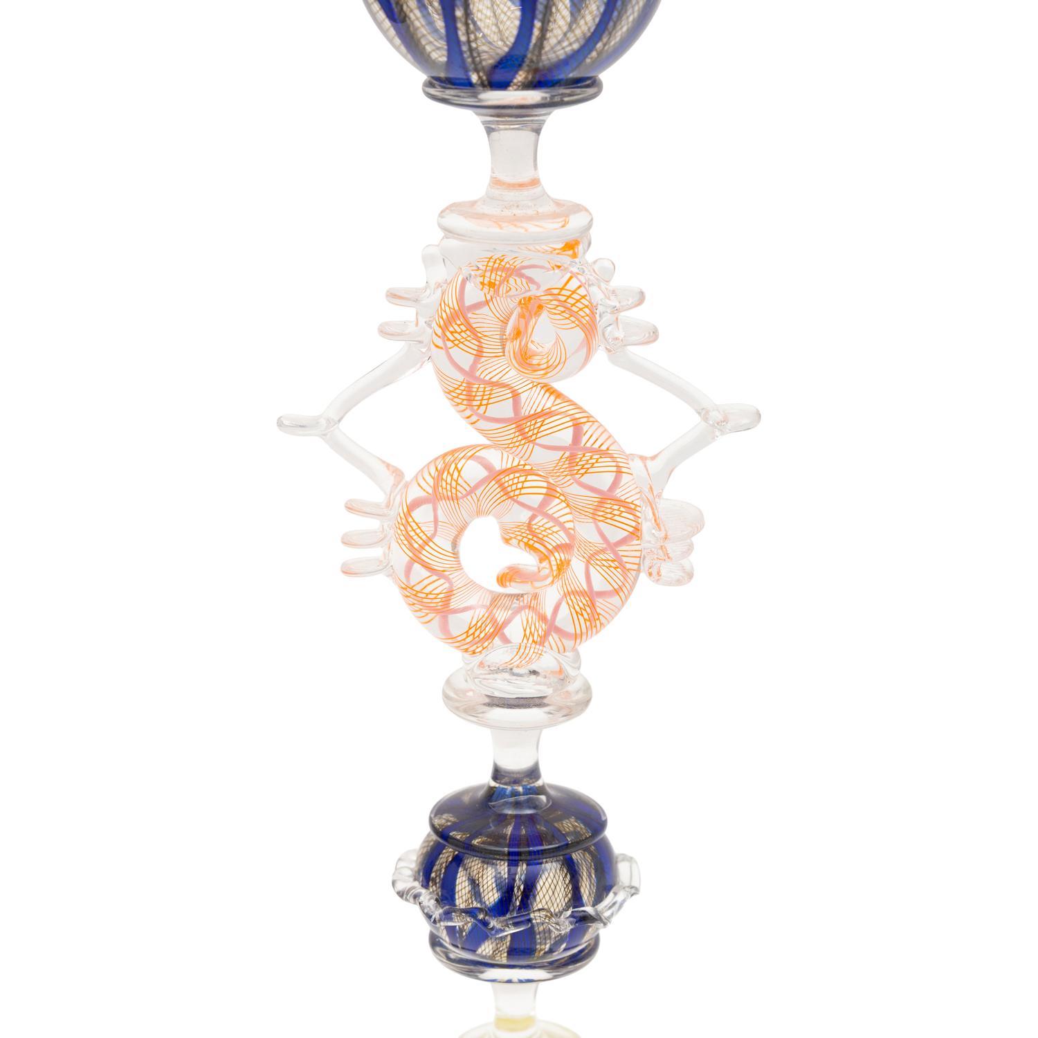 A Collection of Five Decorated Venetian Art Glass Goblets