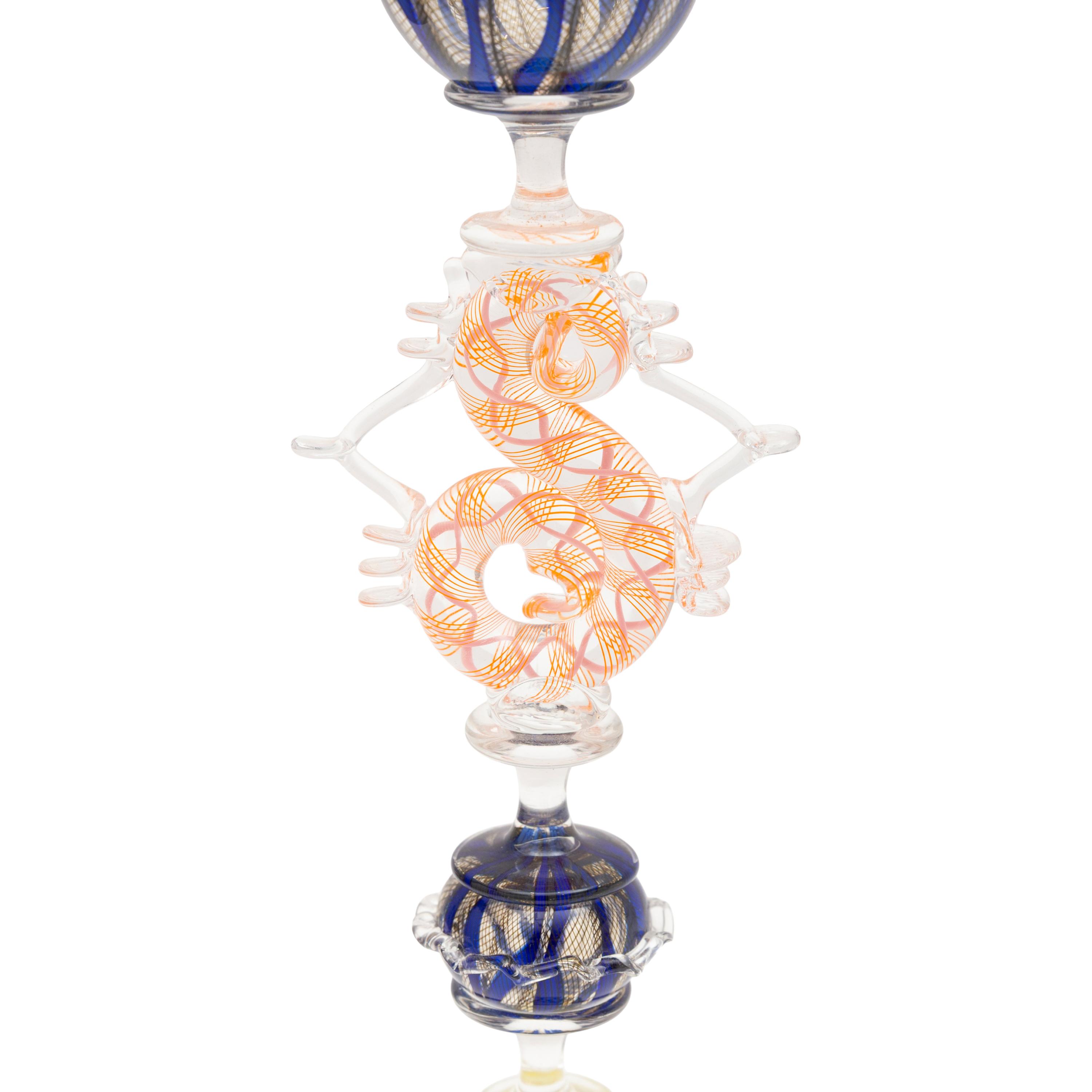 A Collection of Five Decorated Venetian Art Glass Goblets