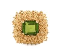 F.J. COOPER, YELLOW GOLD AND PERIDOT BROOCH