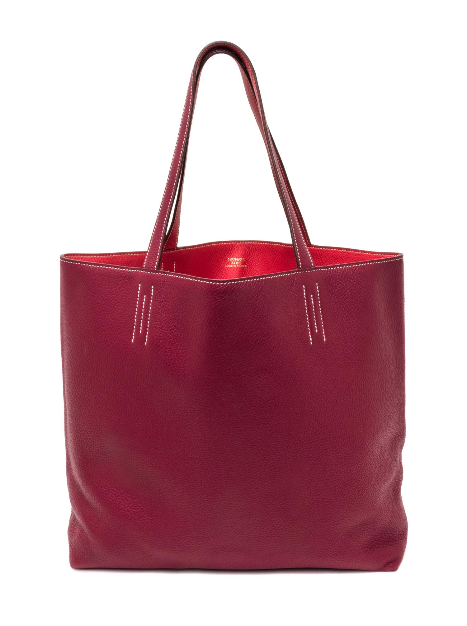 An Hermes Rubis/Bougainvillea 45cm Taurillon Clemence Double Sens Tote, 17.5" x 15.5" x 5".